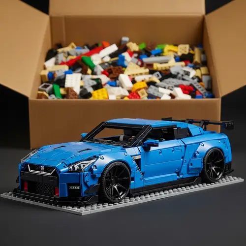 Blue Nissan GTR Lego Model with Varis Body Kit