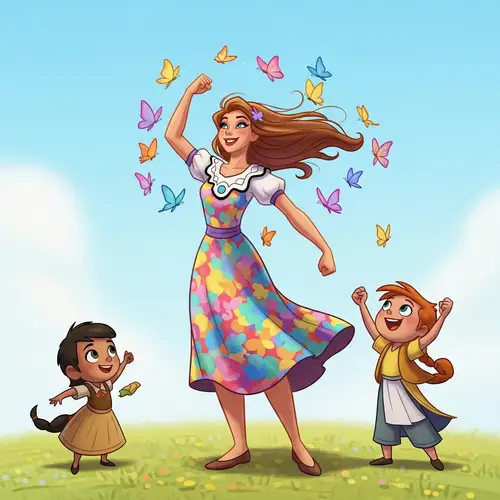 Empowered Beautiful Woman Surrounded by Butterflies