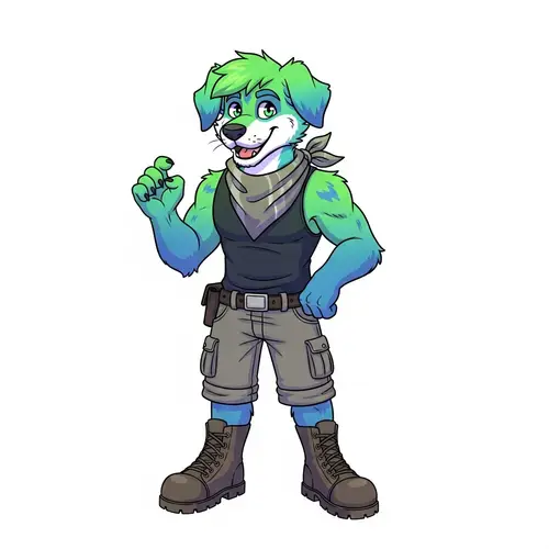 Colorful Male Dog Fursona | Adventure-Ready Anthro Character