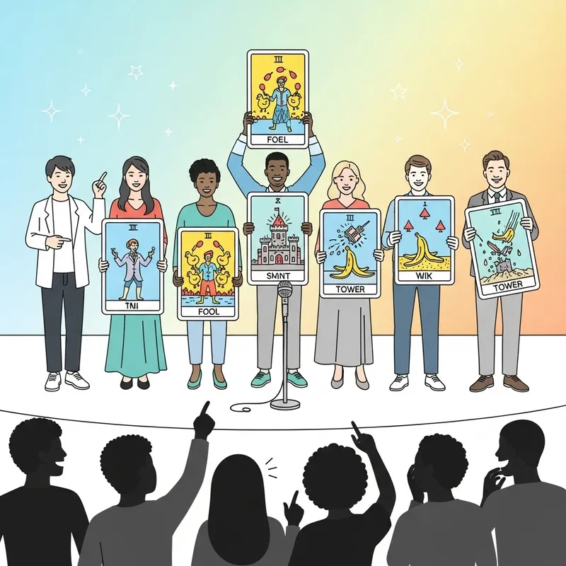 Minimalist Tarot Card Comedy Show Predictions