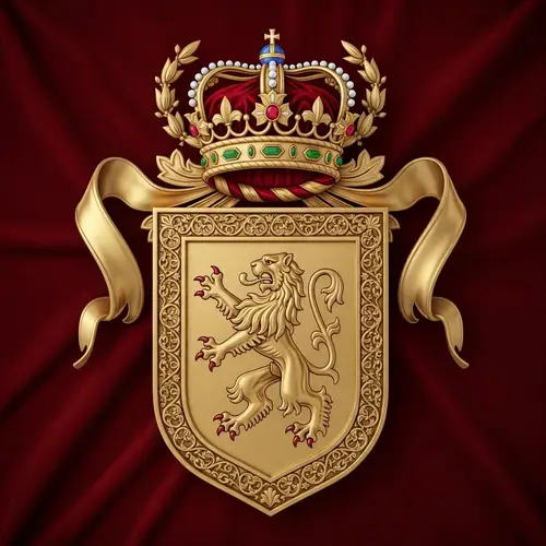 Golden Coat of Arms Adorned with a Crown