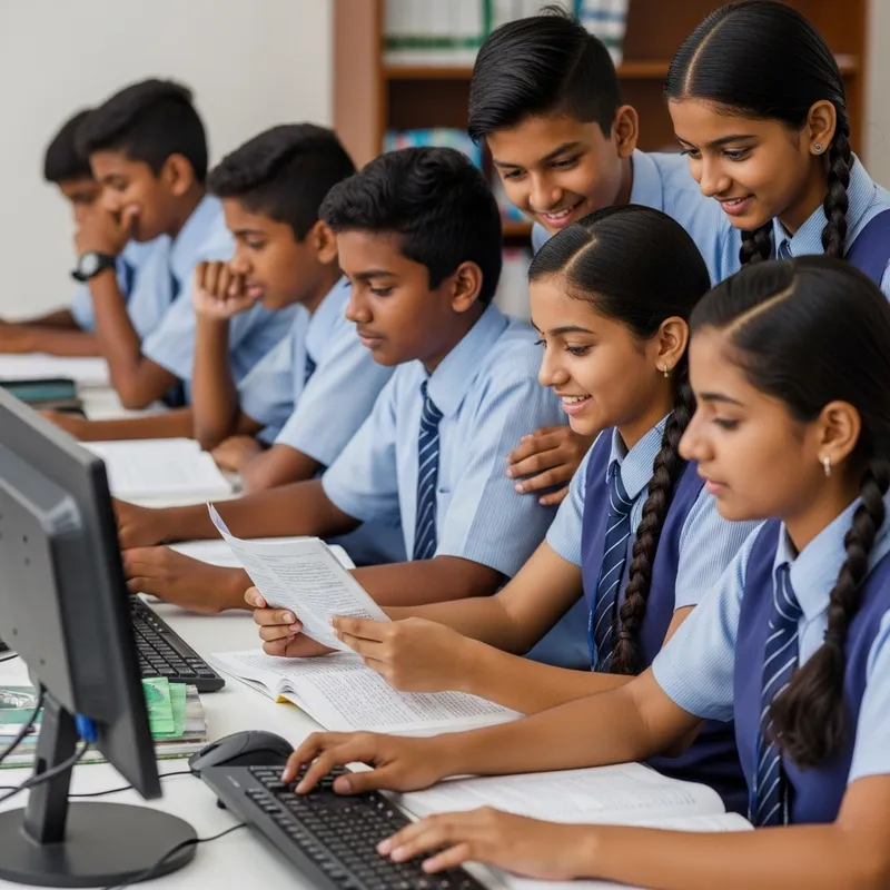 Indian School Students Engaged in Online Learning | Educational Environment