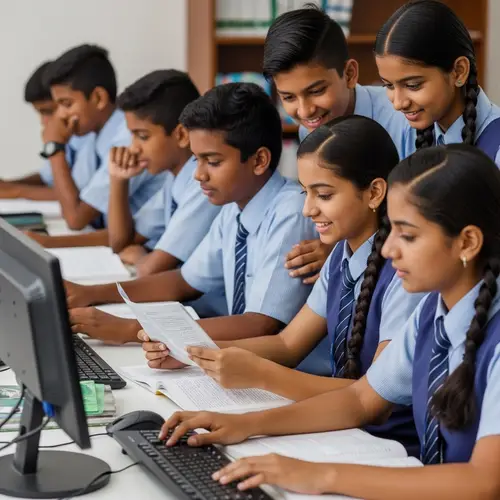Indian School Students Studying on Computers | Educational Environment
