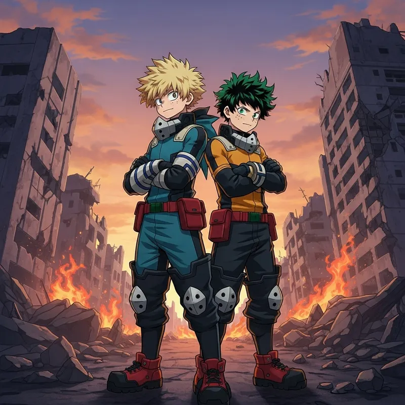Epic BakuDeku Battle in Futuristic Fantasy World