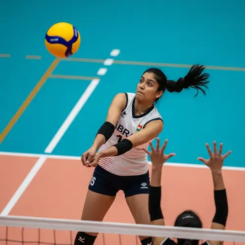 Skilled South Asian Volleyball Player in Action