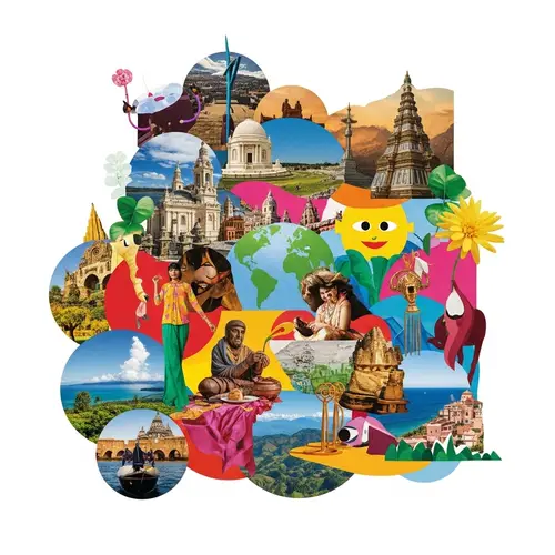 Globalization Mixed Media Art: Vibrant Cultures & Connectivity