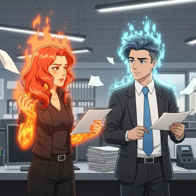 Amber vs Wade: Elemental Cartoon Office Argument