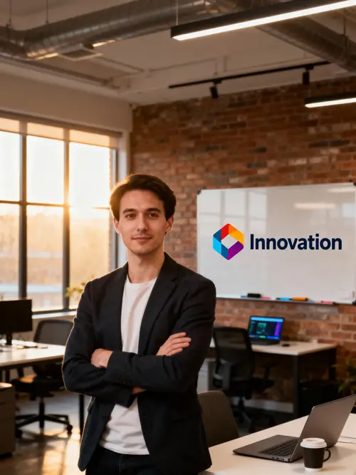 Confident Entrepreneur Portrait in Modern Workspace