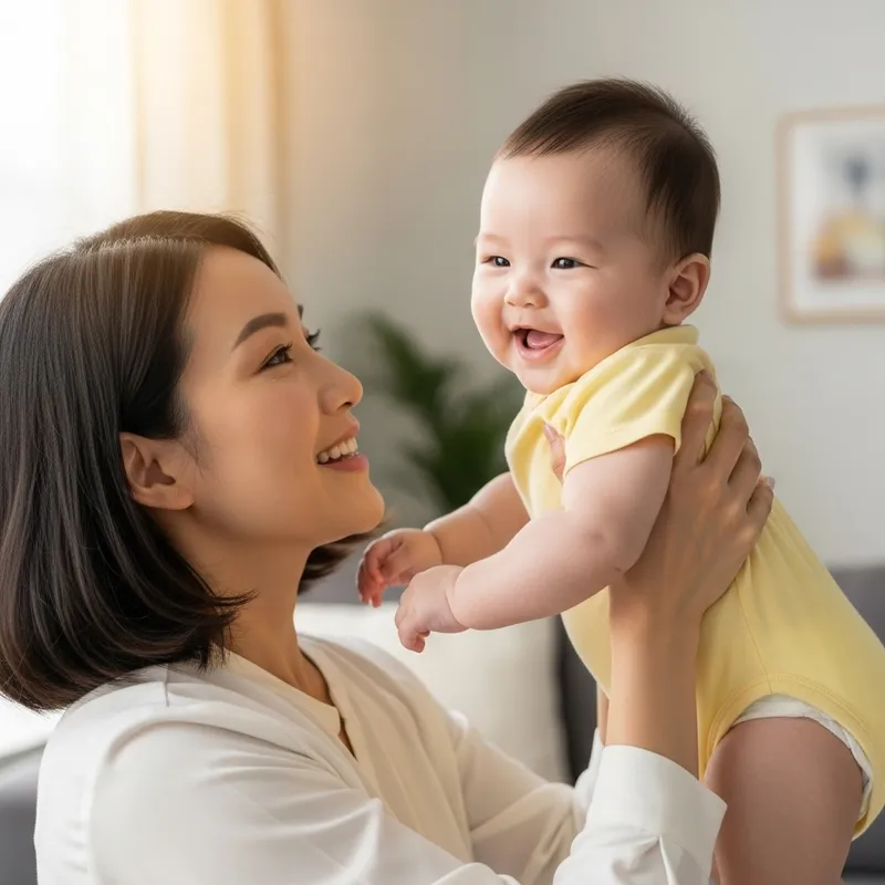 Asian Mother Holding Her Infant Baby Asian Mother Holding Her Infant Baby