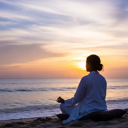 Serenity of Meditation by Ocean and Sky