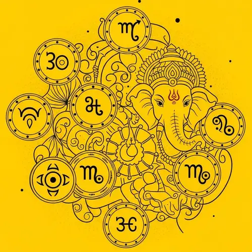 Vedic Astrology-Inspired Image in Yellow Color Scheme with Nakshatras