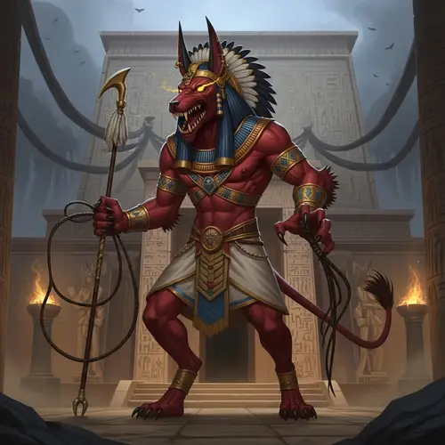 Ancient Egyptian Jackal-Lion Demon: Mystical Creature Description