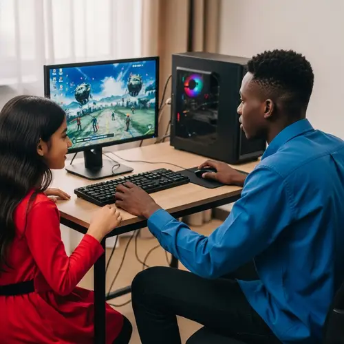 Interracial Couple Gaming Together | Exciting Computer Game