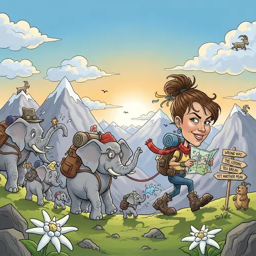 Ricarda Lang with Elephants Alp Crossing Cartoon