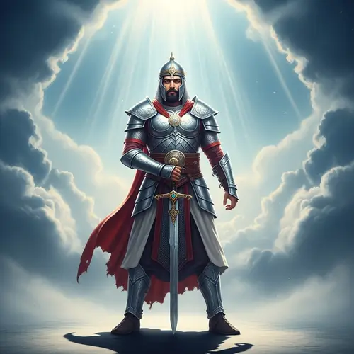 Middle-Eastern Warrior of God in Brilliant Armor - Battle Ready
