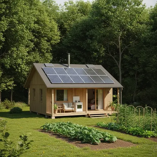 Sustainable and Minimalist Wooden Cabin in Green Forest