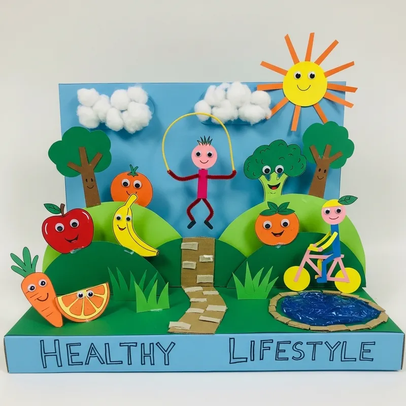 4th Grade Student's Creative Health Craft with Paper and Cardboard 4th Grade Student's Creative Health Craft with Paper and Cardboard