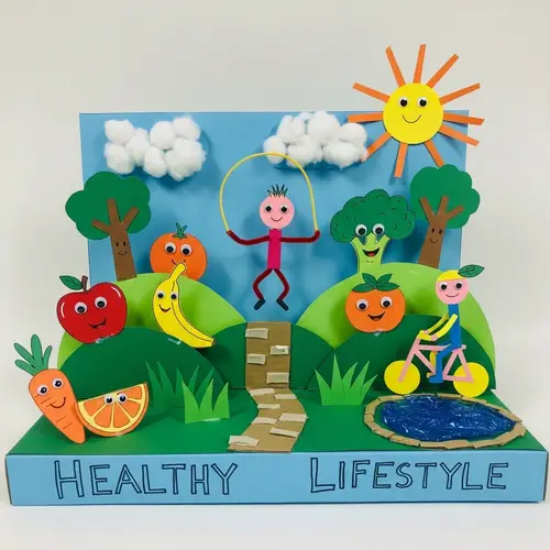 Creative 4th-Grade Craft: Healthy Lifestyle Theme with Colored Paper