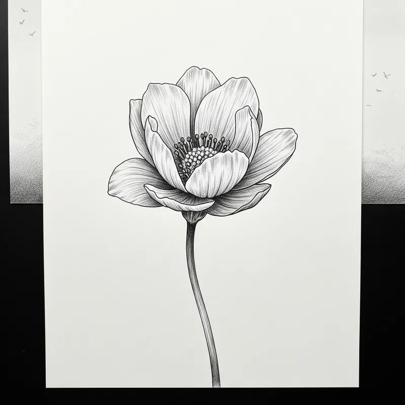 Detailed Sketch of a Beautiful Flower