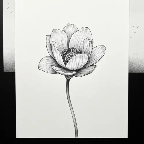 Intricate Sketch of a Resilient Flower
