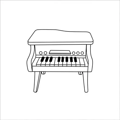 Simple Toy Piano Coloring Page for Kids