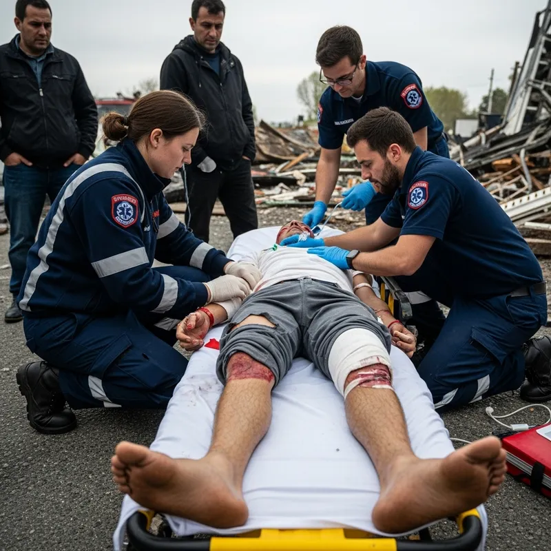 Injured Person Receiving Medical Assistance | 1 người bị thương