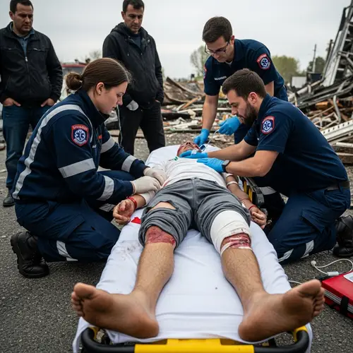 Injured Person Receiving Medical Assistance