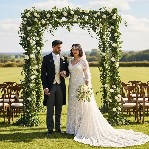 Vintage Wedding Ceremony with Ivy Garlands & Antique Attire