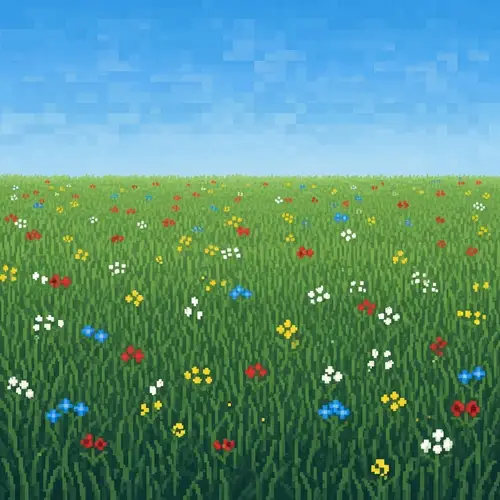 Pixel Art Grassland & Blue Sky - 4K Resolution