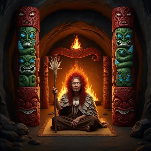 Mahuika: Guardian of Fire & Wise Crone in Feather Cloak