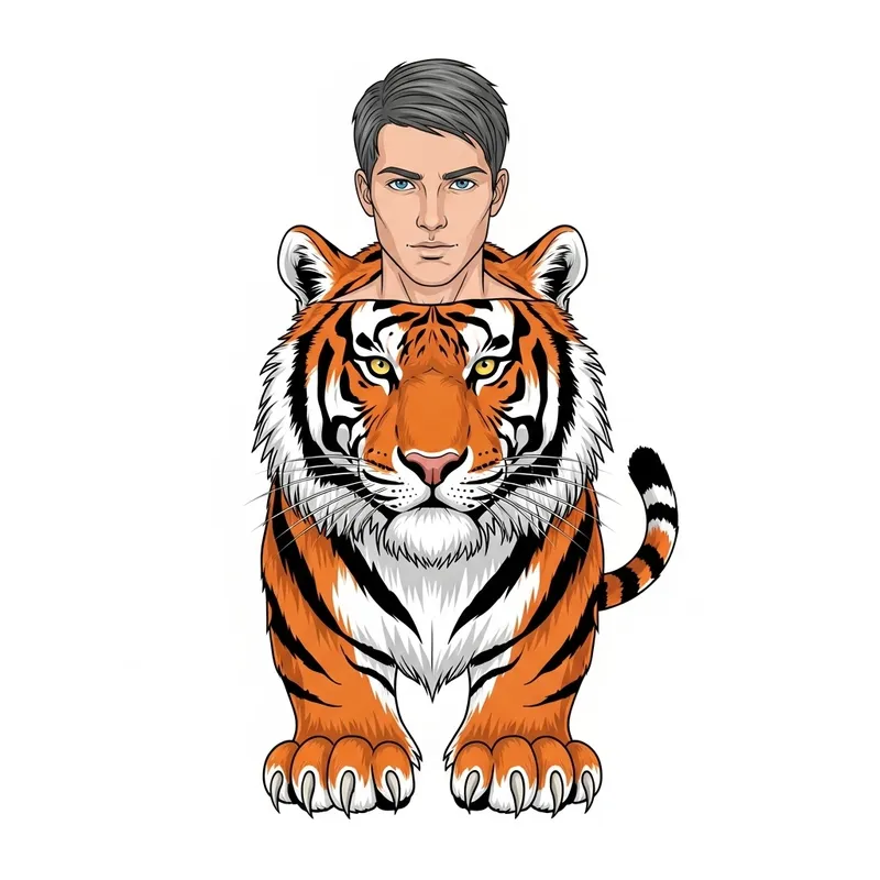 Half Human Half Tiger Character Vector Art