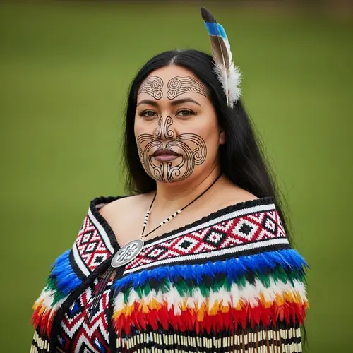 Maori Woman Adorned in Traditional Attire - Cultural Beauty Captured