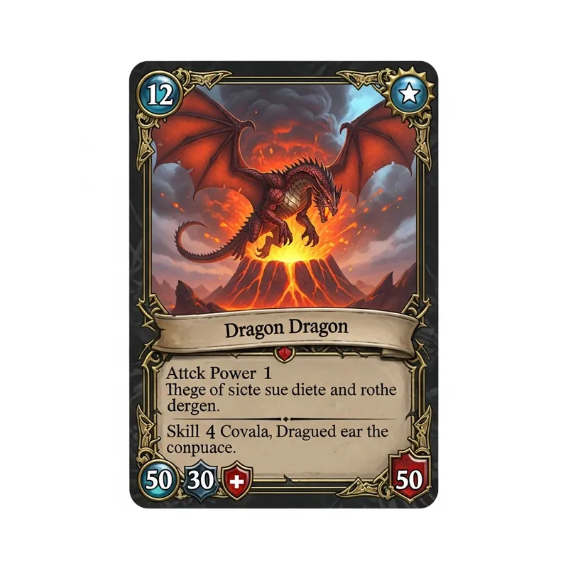 Fiery Red Dragon Fantasy Trading Card - Intricate Design