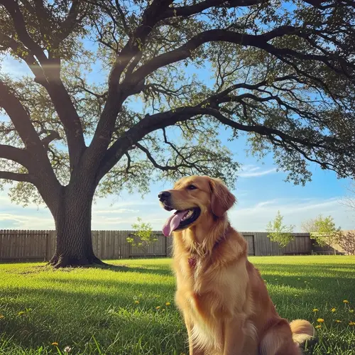 Lively Dog Enjoying Sunny Day in Vibrant Backyard | Website