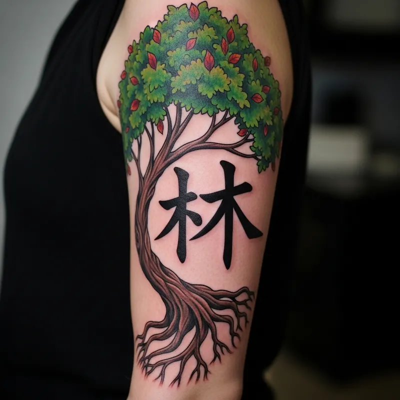 Japanese Symbol Tree Tattoo Design Ideas