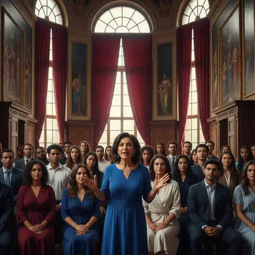 Diverse Inspirational Speech in Grand Hall | Artistic Gathering