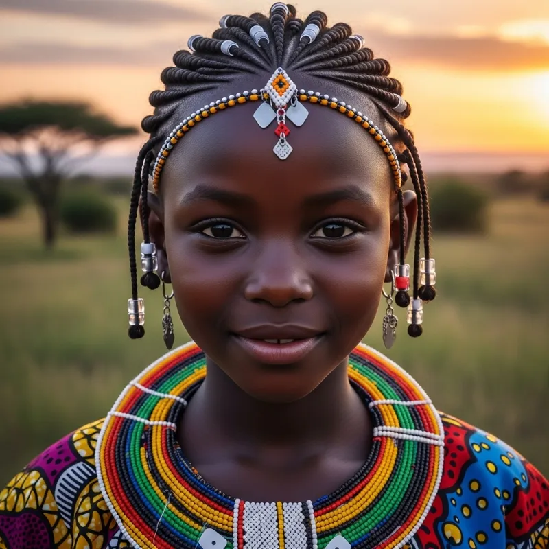 Beautiful African Girl: Showcase of Natural Beauty in Vibrant Attire