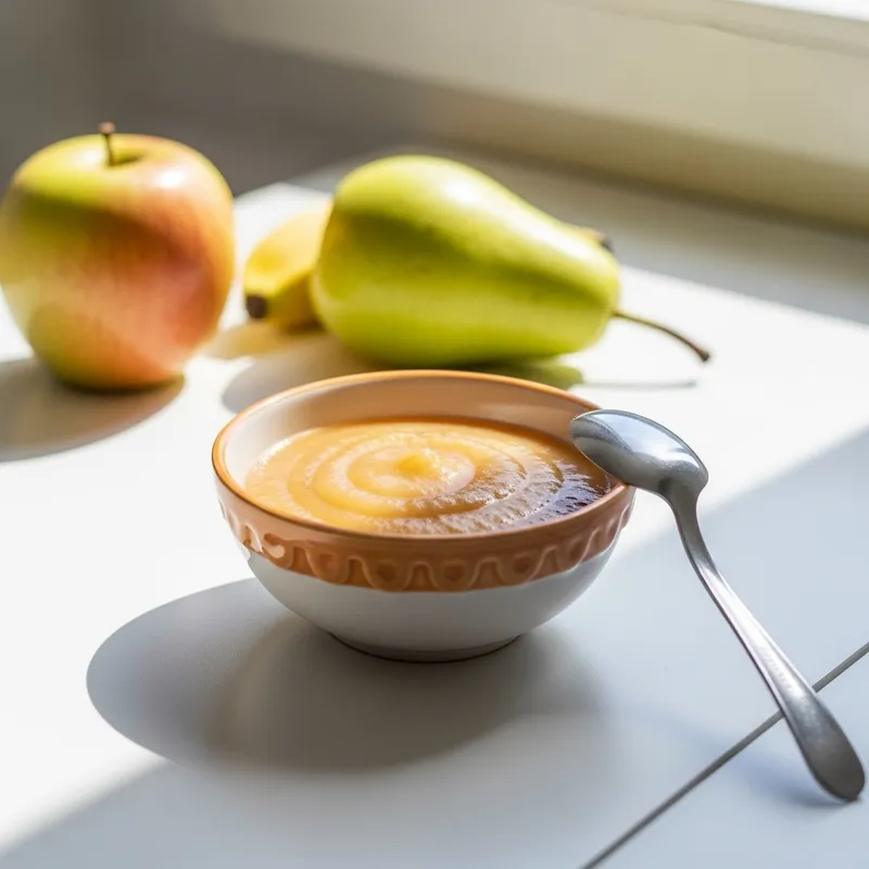 Healthy Children's Fruit Puree in Colorful Bowl