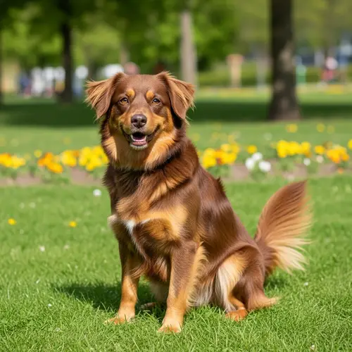 Charming Brown Dog Enjoying a Sunny Day in a Lush Park