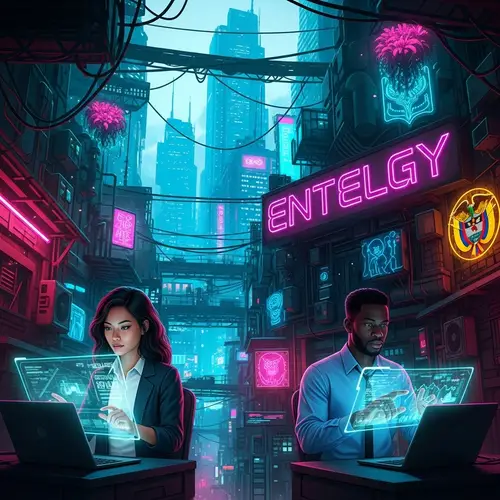 Cyberpunk Future Cityscape Wallpaper for Cybersecurity Consultants at Entelgy