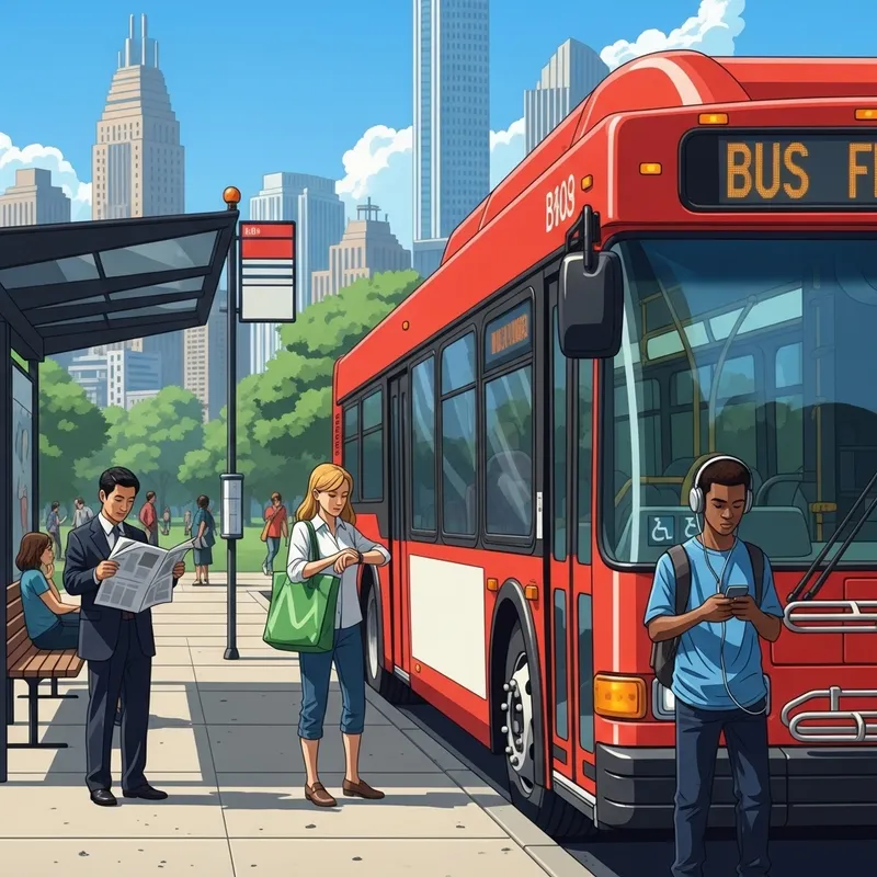 Red City Bus on Urban Street