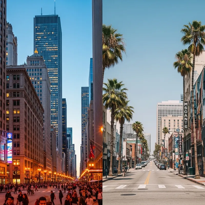 Chifornia Blues: Urban Fusion of Chicago and California Cityscapes