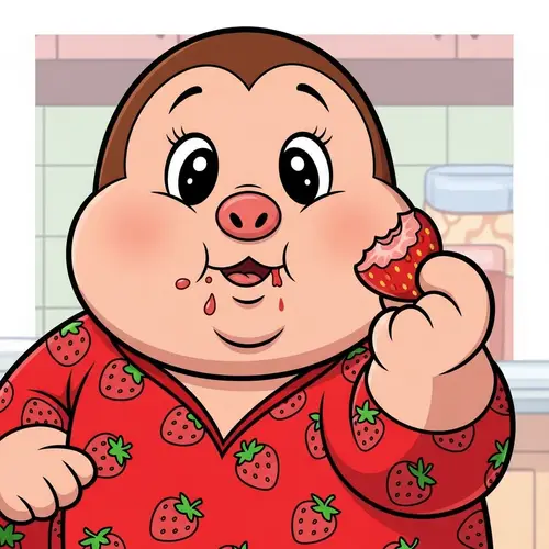 Adorable Strawberry Pattern Cartoon Character