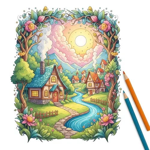 Charming Fairytale Scene Illustration | Watercolor & Colored Pencils