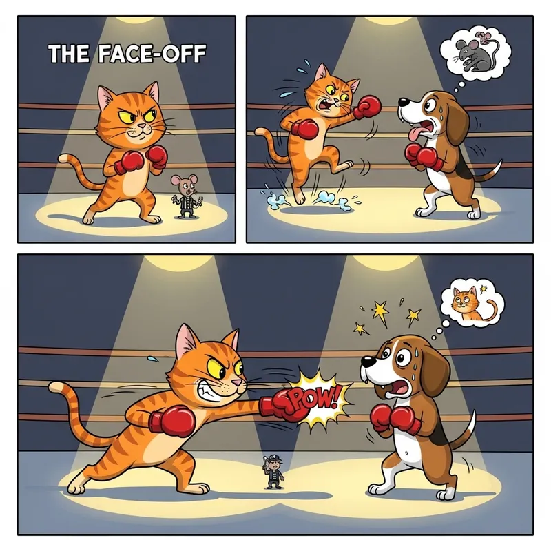 Cat and Dog Boxing: Humorous Fight Sequence