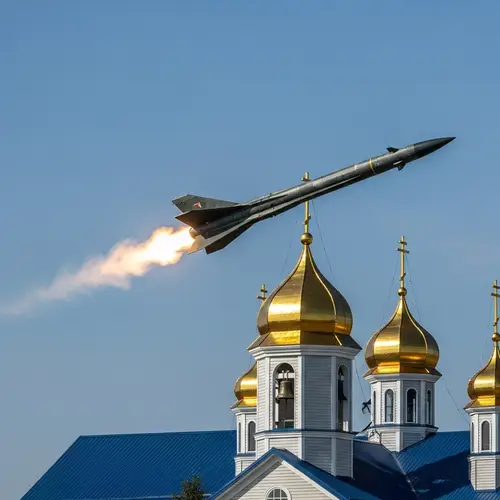 Combat Missile Soaring Near Church Bells