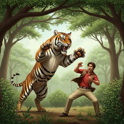 Thrilling Bengal Tiger Chase in Lush Jungle