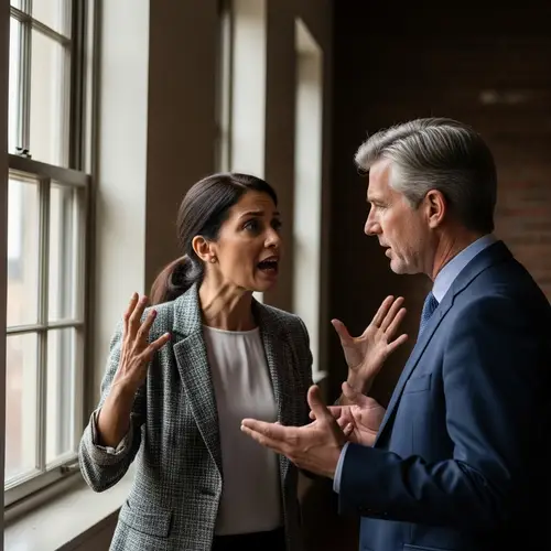 Intense Exchange Between Caucasian Man and Hispanic Woman - 32K Resolution Photo