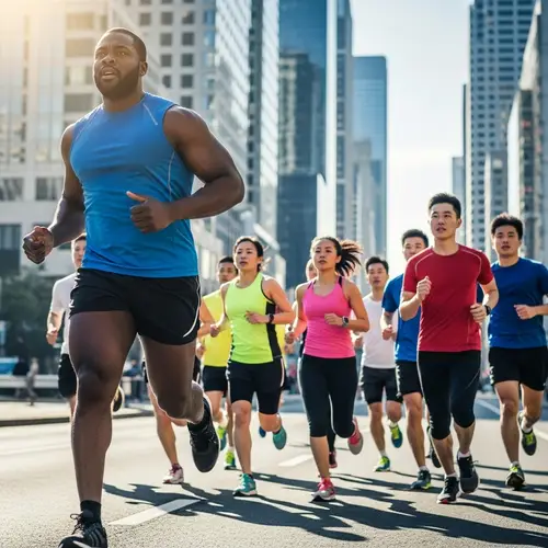 Diverse Group Escaping from Large African American Man