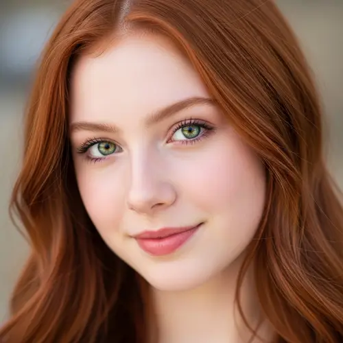 18-Year-Old Girl with Red Hair and Green Eyes